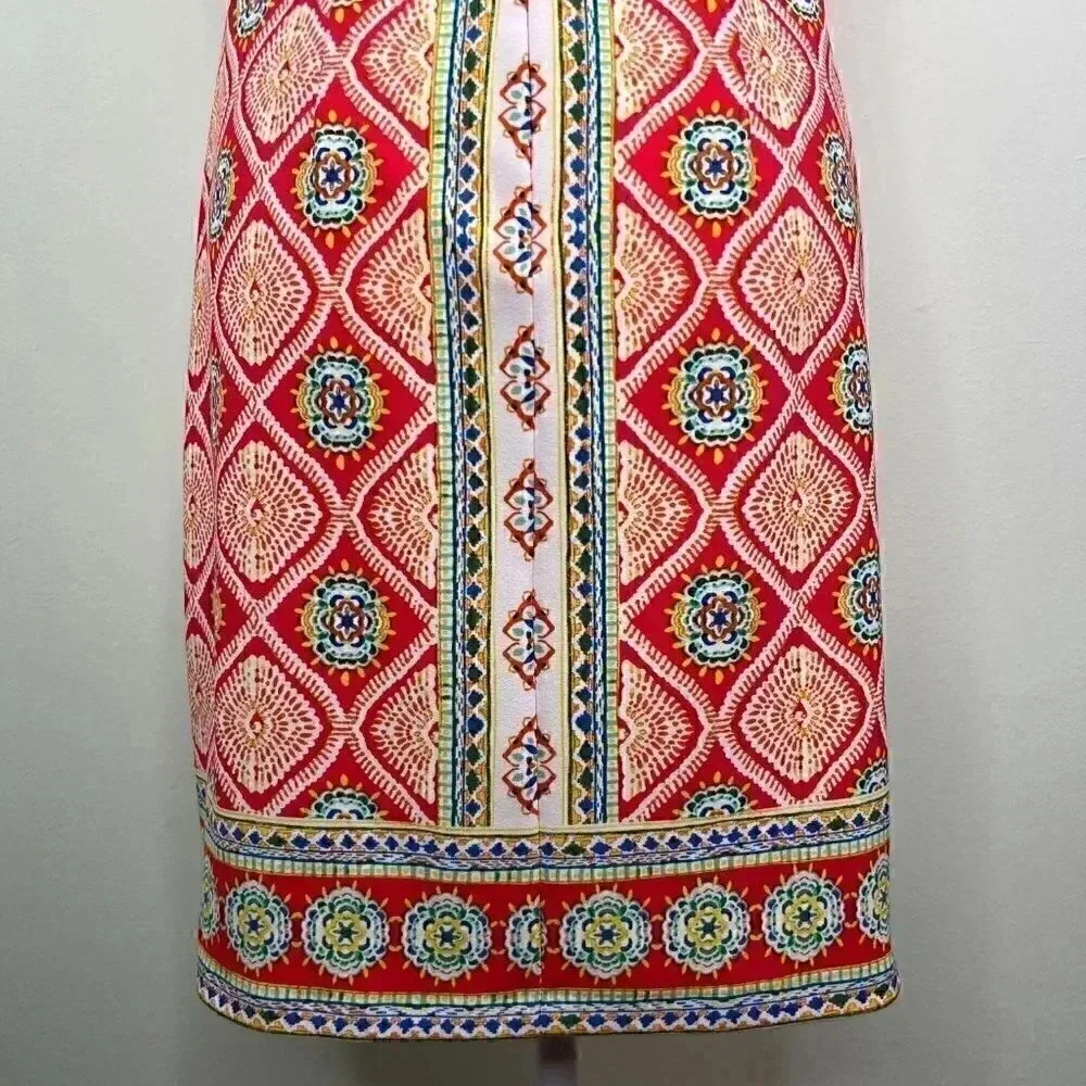R&K Sleeveless Colorful Pattern Panel Dress - Pink, Blue, Yellow, White - 4 - Picture 13 of 14
